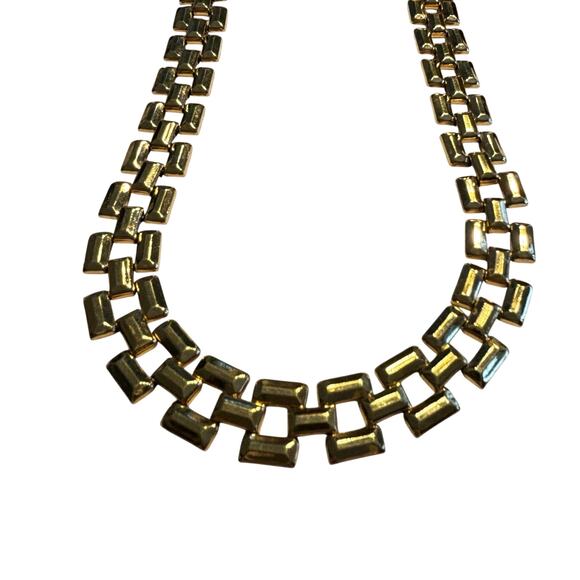 Avon chunky box chain collar necklace choker goldtone lightweight vintage Y2K - Picture 2 of 8